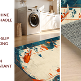 Ultra Soft Area Rug, Non Slip, Stain Resistant, Washable Area Rugs for Living Room, Bedroom, Dynamic Colorful Aquatic Theme(Orange)