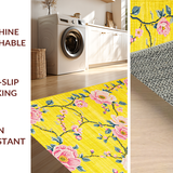 Ultra Soft Area Rug, Non Slip, Stain Resistant, Washable Area Rugs for Living Room, Bedroom, Whimsical Bright Floral Aesthetic(Yellow)