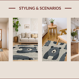 Ultra Soft Area Rug, Non Slip, Stain Resistant, Washable Area Rugs for Living Room, Bedroom, Nature-Inspired Wildlife Lodge Non-Slip Carpet(Gray)