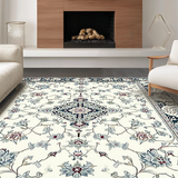 Ultra Soft Area Rug, Non Slip, Stain Resistant, Washable Area Rugs for Living Room, Bedroom, Contemporary Subtle Patterned Motif(White)