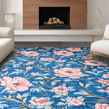 Ultra Soft Area Rug, Non Slip, Stain Resistant, Washable Area Rugs for Living Room, Bedroom, Contemporary Colorful Geometric Elements(Blue)