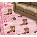 Ultra Soft Area Rug, Non Slip, Stain Resistant, Washable Area Rugs for Living Room, Bedroom, Trendy Pink Cowgirl Playroom Round Rug(Pink)