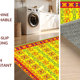 Ultra Soft Area Rug, Non Slip, Stain Resistant, Washable Area Rugs for Living Room, Bedroom, Bright Eclectic Circular Artistry(Yellow)