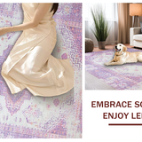 Ultra Soft Area Rug, Non Slip, Stain Resistant, Washable Area Rugs for Living Room, Bedroom, Vibrant Textured Ogee Pattern(Purple)