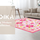 Ultra Soft Area Rug, Non Slip, Stain Resistant, Washable Area Rugs for Living Room, Bedroom, Delicate Flower Arrangement Style(Pink)