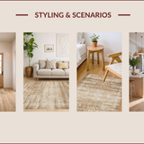 Ultra Soft Area Rug, Non Slip, Stain Resistant, Washable Area Rugs for Living Room, Bedroom, Vintage Earthy Floral Motif(Beige)