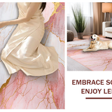 Ultra Soft Area Rug, Non Slip, Stain Resistant, Washable Area Rugs for Living Room, Bedroom, Serene Minimalist Marble Waves(Pink)