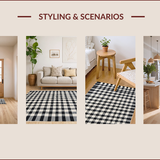 Ultra Soft Area Rug, Non Slip, Stain Resistant, Washable Area Rugs for Living Room, Bedroom, Elegant Black and White Geometric Motif(Black)