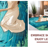 Ultra Soft Area Rug, Non Slip, Stain Resistant, Washable Area Rugs for Living Room, Bedroom, Serene Nature-Inspired Motif(Blue)