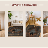 Ultra Soft Area Rug, Non Slip, Stain Resistant, Washable Area Rugs for Living Room, Bedroom, Vintage Elk and Bear Motif(Brown)