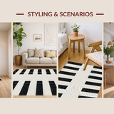 Ultra Soft Area Rug, Non Slip, Stain Resistant, Washable Area Rugs for Living Room, Bedroom, Scandinavian Soft Stripe Ensemble(Beige)