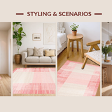 Ultra Soft Area Rug, Non Slip, Stain Resistant, Washable Area Rugs for Living Room, Bedroom, Calming Soft Pink Rounded Patterns(Pink)