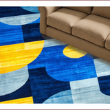 Ultra Soft Area Rug, Non Slip, Stain Resistant, Washable Area Rugs for Living Room, Bedroom, Stylish Modern Brushstroke Design(Blue)