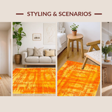 Ultra Soft Area Rug, Non Slip, Stain Resistant, Washable Area Rugs for Living Room, Bedroom, Trendy Vibrant Swirled Color Canvas(Orange)