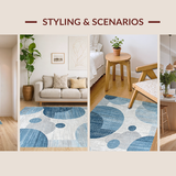 Ultra Soft Area Rug, Non Slip, Stain Resistant, Washable Area Rugs for Living Room, Bedroom, Luxurious Three-Dimensional Fuzziness(Blue)