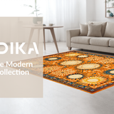 Ultra Soft Area Rug, Non Slip, Stain Resistant, Washable Area Rugs for Living Room, Bedroom, Trendy Natural Palette Circular Style(Orange)