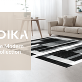 Ultra Soft Area Rug, Non Slip, Stain Resistant, Washable Area Rugs for Living Room, Bedroom, Contemporary Contrast Stripe Featuring Bold Black And White Banding(Black)