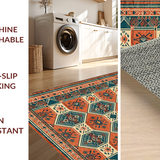 Ultra Soft Area Rug, Non Slip, Stain Resistant, Washable Area Rugs for Living Room, Bedroom, Rustic Tribal Diamond Aesthetic(Red)