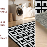 Ultra Soft Area Rug, Non Slip, Stain Resistant, Washable Area Rugs for Living Room, Bedroom, Contemporary Cut-Loop Geometric Delight(Black)