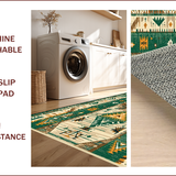 Ultra Soft Area Rug, Non Slip, Stain Resistant, Washable Area Rugs for Living Room, Bedroom, Southwestern Green Tan Kitchen Washable Runner Rug(Green)