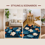 Ultra Soft Area Rug, Non Slip, Stain Resistant, Washable Area Rugs for Living Room, Bedroom, Lush Exotic Patterned Accent(Blue)