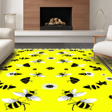 Ultra Soft Area Rug, Non Slip, Stain Resistant, Washable Area Rugs for Living Room, Bedroom, Elegant Yellow and Black Floral(Yellow)