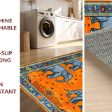 Ultra Soft Area Rug, Non Slip, Stain Resistant, Washable Area Rugs for Living Room, Bedroom, Vibrant Semi-Circle Wildlife Aesthetic(Orange)