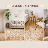 Ultra Soft Area Rug, Non Slip, Stain Resistant, Washable Area Rugs for Living Room, Bedroom, Charming Neutral Trellis Composition(Beige)