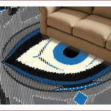 Ultra Soft Area Rug, Non Slip, Stain Resistant, Washable Area Rugs for Living Room, Bedroom, Evil Eye Tassel Boho(Blue)