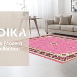 Ultra Soft Area Rug, Non Slip, Stain Resistant, Washable Area Rugs for Living Room, Bedroom, Unique Textured Medallion Style(Pink)