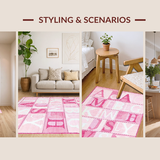 Ultra Soft Area Rug, Non Slip, Stain Resistant, Washable Area Rugs for Living Room, Bedroom, Soft Plush Circular Learning Atmosphere(Pink)