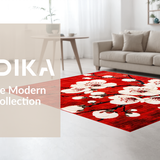 Ultra Soft Area Rug, Non Slip, Stain Resistant, Washable Area Rugs for Living Room, Bedroom, Luxurious Asian Inspired Decor(Red)