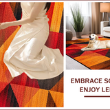 Ultra Soft Area Rug, Non Slip, Stain Resistant, Washable Area Rugs for Living Room, Bedroom, Warm Toned Copper Bedroom Non-Slip Aesthetic Carpet(Red)