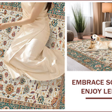 Ultra Soft Area Rug, Non Slip, Stain Resistant, Washable Area Rugs for Living Room, Bedroom, Elegant Neutral Floral Arrangement(Ivory)