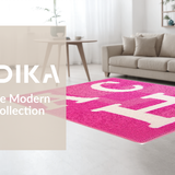 Ultra Soft Area Rug, Non Slip, Stain Resistant, Washable Area Rugs for Living Room, Bedroom, Cute Alphabetic Circle Aesthetic(Pink)