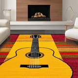 Ultra Soft Area Rug, Non Slip, Stain Resistant, Washable Area Rugs for Living Room, Bedroom, Creative Vintage Melody Inspired Look(Yellow)