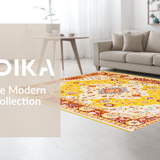 Ultra Soft Area Rug, Non Slip, Stain Resistant, Washable Area Rugs for Living Room, Bedroom, Luxurious Bold Colorful Trellis Pattern(Yellow)