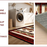Ultra Soft Area Rug, Non Slip, Stain Resistant, Washable Area Rugs for Living Room, Bedroom, Rustic Earthy Bear Motif(Red)