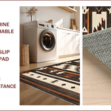 Ultra Soft Area Rug, Non Slip, Stain Resistant, Washable Area Rugs for Living Room, Bedroom, Warm Toned Ethnic Patterning(Black)