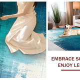 Ultra Soft Area Rug, Non Slip, Stain Resistant, Washable Area Rugs for Living Room, Bedroom, Abyss Gradient Rug, Seafoam Accent, Modern Distressed Print(Blue)