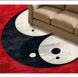 Ultra Soft Area Rug, Non Slip, Stain Resistant, Washable Area Rugs for Living Room, Bedroom, Yin Yang Circular Meditation Space Washable Rug(Red)