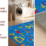 Ultra Soft Area Rug, Non Slip, Stain Resistant, Washable Area Rugs for Living Room, Bedroom, Cheerful Melody Pattern Rug(Blue)