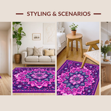 Ultra Soft Area Rug, Non Slip, Stain Resistant, Washable Area Rugs for Living Room, Bedroom, Serene Abstract Yoga Mat Visual(Purple)