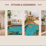Ultra Soft Area Rug, Non Slip, Stain Resistant, Washable Area Rugs for Living Room, Bedroom, Vibrant Sea Life Motif(Blue)