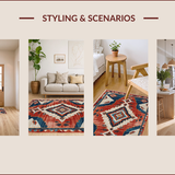 Ultra Soft Area Rug, Non Slip, Stain Resistant, Washable Area Rugs for Living Room, Bedroom, Modern Southwestern Entryway Non-Shedding Decor Rug(Red)