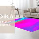 Ultra Soft Area Rug, Non Slip, Stain Resistant, Washable Area Rugs for Living Room, Bedroom, Bright Artistic Layered Design(Pink)