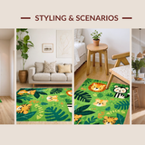Ultra Soft Area Rug, Non Slip, Stain Resistant, Washable Area Rugs for Living Room, Bedroom, Charming Animal Safari Aesthetic(Green)