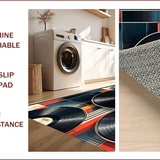 Ultra Soft Area Rug, Non Slip, Stain Resistant, Washable Area Rugs for Living Room, Bedroom, Retro Vinyl Record Music Room Non Slip Rug(Black)