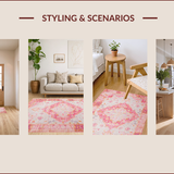 Ultra Soft Area Rug, Non Slip, Stain Resistant, Washable Area Rugs for Living Room, Bedroom, Charming Pink Floral Elegance(Pink)