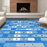 Ultra Soft Area Rug, Non Slip, Stain Resistant, Washable Area Rugs for Living Room, Bedroom, Whimsical Lettering Geometric Style(Blue)